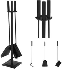 Luxe Haardset - 3 Delig - Zwart - Openhaard Set - Haardstel - Haardset Voor Houtkachel - Vuurpook - Bezem - Pook - Schep