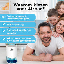 AIRBAN® Extreem stille Luchtontvochtiger met Slaap Modus - Perfecte Condensdroger voor badkamers - Slaapkamers - Caravans - Ontvochtigd 350ml per dag - 2-in-1 Luchtreiniger & Dehumidifier