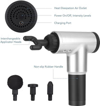 Multifunctionele Massagegun - Incl. 4 opzetstukken - Grijs - Massage pistool - Theragun - Hypervolt - Massage