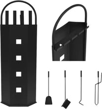 Luxury Fireplace Set - 4 Piece - Black - Fireplace Set - Fireplace Set - Fireplace Set for Wood Stove - Fire Poker - Broom - Poker - Shovel