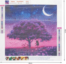 Diamond Painting - The Girl Under the Purple Tree - 30x30cm - Full Package - Round Stones - Mosaic Package Adults