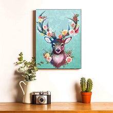 Diamond Painting - Hert Met Bloemen- 30x40cm - Volledig Pakket - Ronde Steentjes - Mozaiek Pakket Volwassenen