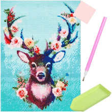 Diamond Painting - Hert Met Bloemen- 30x40cm - Volledig Pakket - Ronde Steentjes - Mozaiek Pakket Volwassenen
