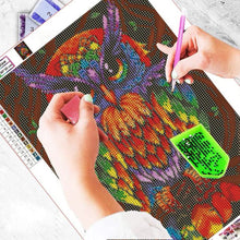 Diamond Painting - Colorful Owl - 30x40cm - Full Package - Round Stones - Mosaic Package Adults