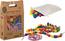 Öko-Holzperlen-Set – Perlenaufreihung – Perlen-Alphabet – schön als Geschenk