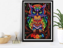 Diamond Painting - Colorful Owl - 30x40cm - Full Package - Round Stones - Mosaic Package Adults