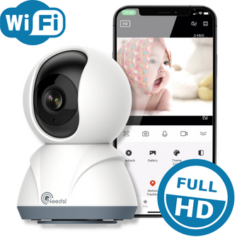 Needs!® Full HD Wifi Babyfoon met Camera WS-Q100A - En App - Camera Beveiliging – Wifi Camera – Camerabewaking - 1080p – Baby Monitor – 2.4GHZ – Wit