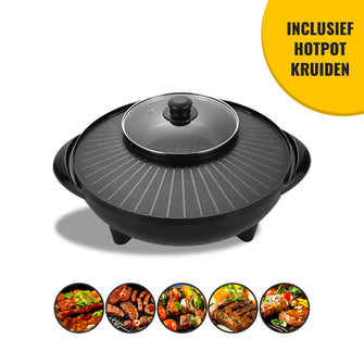 SEZGoods 2-in-1 Chinese Hotpot &amp; Korean BBQ - Including Hotpot Herbs - Party Pan - Stainless Steel
