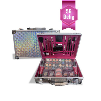 Luxuriöser Make-up-Koffer 56-teilig – Silber – Make-up-Koffer mit Inhalt – Make-up-Koffer Mädchen – Make-up-Koffer Kinder – Make-up-Set für Mädchen