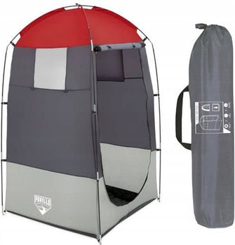 Luxe Douchetent - Grijs/Rood - 110x110x190(lxbxh) - Schuurtent Camping - Omkleedtent - Waterbestendig - Opvouwbaar - Incl. Opbergtas