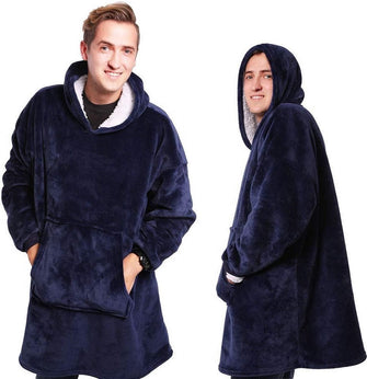 Snuggle Hoodie - Snuggie - Fleece Deken Met Mouwen - Blauw - Tv-deken met mouwen - 113 x 74 cm - Plaid - Warmtedeken - Knuffeldeken