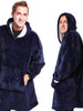 Snuggle Hoodie - Snuggie - Fleece Blanket With Sleeves - Blue - TV Blanket with Sleeves - 113 x 74 cm - Plaid - Warming Blanket - Cuddle Blanket 