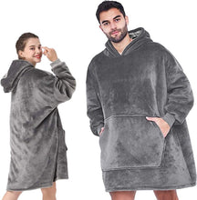 Snuggle Hoodie - Snuggie - Fleece Deken Met Mouwen - Grijs - Tv-deken met mouwen - 113 x 74 cm - Plaid - Warmtedeken - Knuffeldeken