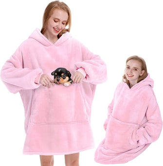 Snuggle Hoodie - Snuggie - Fleece Deken Met Mouwen - Roze - Tv-deken met mouwen - 113 x 74 cm - Plaid - Warmtedeken - Knuffeldeken