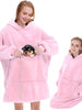 Snuggle Hoodie - Snuggie - Fleece Blanket With Sleeves - Pink - TV Blanket with Sleeves - 113 x 74 cm - Plaid - Warming Blanket - Cuddle Blanket 