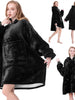 Snuggle Hoodie - Snuggie - Fleece Blanket With Sleeves - Black - TV Blanket with Sleeves - 113 x 74 cm - Plaid - Warming Blanket - Cuddle Blanket 