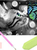 Diamond Painting - Bengal Cat And Butterfly - 30x40cm - Full Package - Round Stones - Mosaic Package Adults 