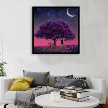 Diamond Painting - The Girl Under the Purple Tree - 30x30cm - Full Package - Round Stones - Mosaic Package Adults 