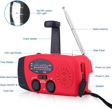Rotes Notfunkgerät - Notfunkgerät zum Aufziehen - Notfallpaket - Notration - Dynamoradio 