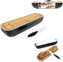 Luxuriöse Lebkuchen-Aufbewahrungsbox mit Schneidebrett und Messer – Schwarz – mit Bambusdeckel – Brotbox – Lebkuchen-Frische-Aufbewahrungsbox 