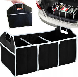 Trunk Storage Box - 3 Compartments - Foldable - Trunk Organizer - Trunk Bag - Trunk Bag - Trunk Organizer Car - Stayhold 