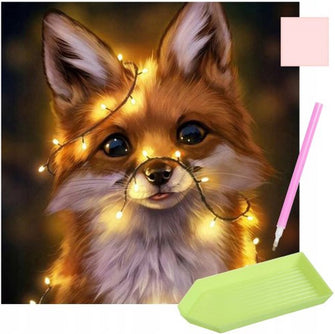Diamond Painting - Fox With Lights - 30x30cm - Full Package - Round Stones - Mosaic Package Adults 