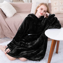 Snuggle Hoodie - Snuggie - Fleece Deken Met Mouwen - Zwart - Tv-deken met mouwen - 113 x 74 cm - Plaid - Warmtedeken - Knuffeldeken
