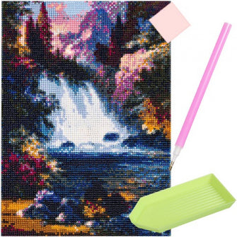 Diamond Painting - Waterfall - 30x40cm - Full Package - Round Stones - Mosaic Package Adults 