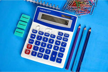 Calculator Large - Large Display - Blue - 12 digits - Calculator Large - Desk Calculator - School, Home and Office 