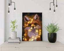 Diamond Painting - Fox With Lights - 30x30cm - Full Package - Round Stones - Mosaic Package Adults 