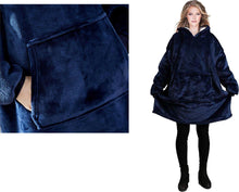 Snuggle Hoodie - Snuggie - Fleece Deken Met Mouwen - Blauw - Tv-deken met mouwen - 113 x 74 cm - Plaid - Warmtedeken - Knuffeldeken