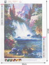 Diamantgemälde – Wasserfall – 30 x 40 cm – Komplettpaket – runde Steine ​​– Mosaikpaket für Erwachsene 